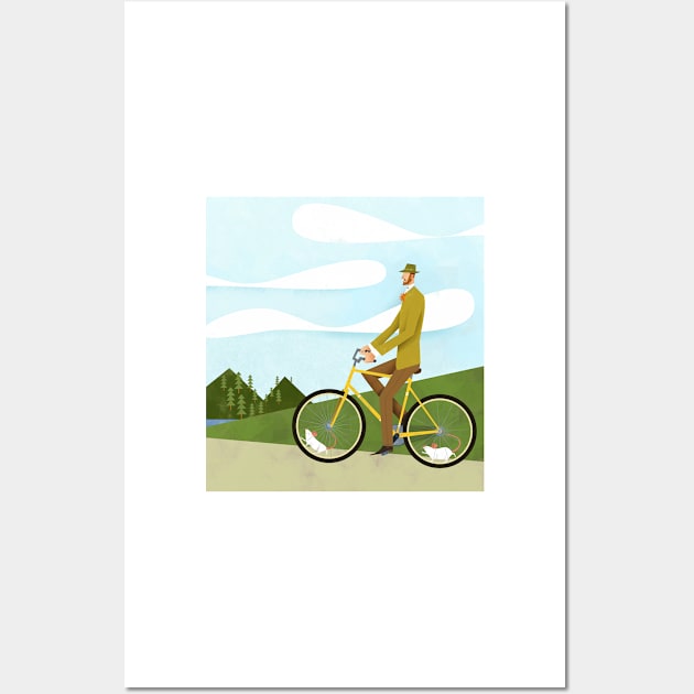 Tweed Cyclist on Mice Power Poster Wall Art by Gregorilla